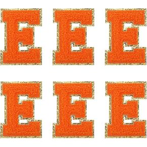 Meccanixity Chenille Letter Patches 2.2 "alphabet c inthesive c stick on patch patch المطرزة على ملصقات رسائل تزيين لإصلاح حذاء جينز الملابس قبعات DIY (برتقالي ، حزمة 6)