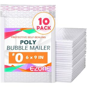 Ezone (500 Pack) #0 6"x9" Bubble Mailer Poly Padded Envelope Self-Seal Mailing Envelope Waterproof Weather Resistant Shipping Mailers Bubble Cushioned Poly Mailer (Pearl, #0/6x9-500 Pack)