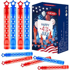 60 Pack 4th of July Mini Bubble Wands - Red White Blue Patriotic Party Favors for Kids, Independence Day Decorations, Fourth of July Parade Supplies,Goodie Bag Fillers, Outdoor Fun, Memorial Day