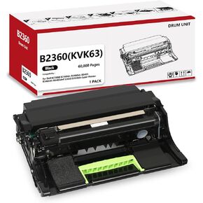 B2360 Drum Unit Compatible for 331-9810 331-9811 KVK63 Imaging Unit Remanufactured for Dell B2360d B2360dn B3460dn B3465 B3465dn B3465dnf S2830 S2830dn Laser Printer 60,000 Pages