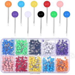 600Pcs Round Head Push Pins Map Tacks, Colored Map Push Pins Map Tacks Marking Pins Plastic Round Head Tacks with Steel Points for World Map, Cork Board, Fabric Marking, DIY