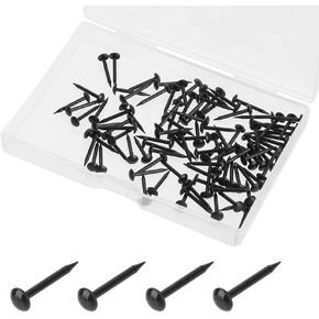 100 Pcs Black Pins Thumb Tacks Upholstery Tacks Nails Decorative Furniture Upholstery Nails 0.2"x0.67" Metal Wall Hanging Nail Round Head Vintage Push Pins for Sofa Door Cork Board DIY Home (5x17mm)