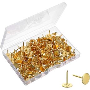 120 PCS Gold Flat Thumb Tacks Gold Push Pins for Cork Board Flat Head Heavy Duty Push Pins Upholstery Pushpins for Wall Office Home Furniture Decor Fabric Wooden Photo Cork Bulletin Board