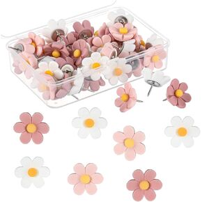 Cute Push Pins,Bulletin Board Pins,Bulletin Board Decorations,Flower Push Pins,Thumb Tacks for Cork Board,Photos Wall Maps and Other Offices Schools Supplies Decoration