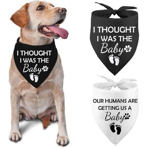 Pregnancy Announcement Dog Bandanas Our Humans are Getting Us A Baby I Thought I was The Baby Dog Bandana Adjustable Triangle Double Layer Reversible Pet Scarves for Small Medium Large Dogs, 2 Pack