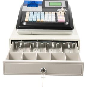 Commercial Electronic Cash Register, 48 Keys Cash Management System Digital Cash Register POS System with Drawer Box and Thermal Printer LED Cash Register for Supermarket Retail Restaurant