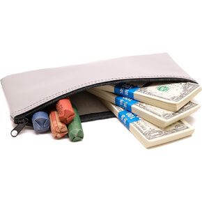 Carousel Checks Inc. Zipper Bank Deposit Bag, 5.5 by 10.5 Inches, Grey, Pack of 1