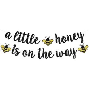 A Little Honey is on the Way Banner, Bumble Bee Baby Shower Hanging Decorations, Welcome Baby, oh Babee, Spring Baby's 1st Birthday Gender Reveal Pregnancy Announcement Decorations Supplies