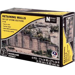 Woodland Scenics N Scale Retaining Walls (2-Pack) Plaster Cut Stone