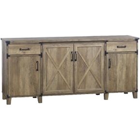 Saint Birch Oxford 4-Door Engineered Wood Credenza File Cabinet in Rustic Oak