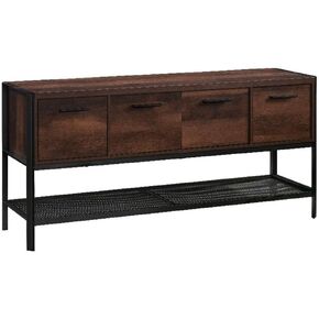 Pemberly Row Engineered Wood and Metal Office Credenza in Barrel Oak