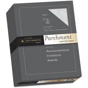 Southworth Parchment Specialty Paper, Gray, 24lb, 8 1/2 x 11, 500 Sheets