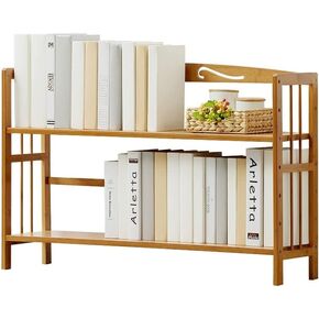 Bookshelves Desktop Bookshelf Double Storage Rack Adjustable Multifunctional Storage Rack Suitable for Home Office Desktop Bookshelf Bookshelf(90cm)