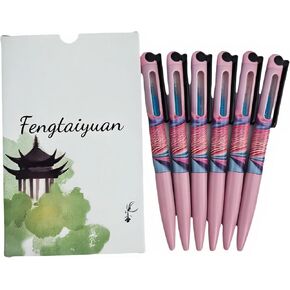Fengtaiyuan, Rotating Pop-up Pens, 0.5mm, Black Ink, Writting Smooth, Quick Drying 6 Pack (BlackRM01x6)