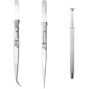 MEETOOT 3-Piece Diamond Tweezers Set Jewelry Locking Pliers Gemstone Claw Holders Bead Grabbers Jewelry Making Tools (Claws & Tweezers)