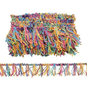 Yalulu 5 Yards Multicolor Knitting Tassel Fringe Trim Ball Fringe Ribbon Handwork DIY Sewing Accessory Lace for Home Wedding Craft Party Decoration