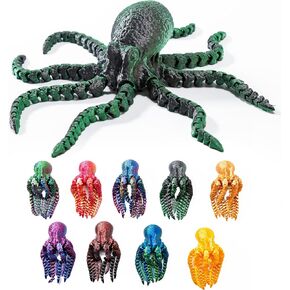 3D Printed Octopus Fidget Toy, Fun and Educational Animal Desk Toys for Kids, 4.0 inch, Desktop Pets Stuff, Ocean Lovers, and Easter Gifts (Blue&Green)