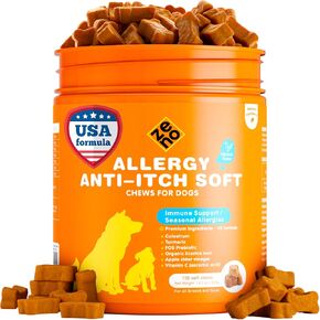 ZENO Dog Allergy Chews 150Pcs - Dog Supplements for Itchy Skin and Paw Licking - Canine Allergy Relief - US Formula with Probiotics, Natural Ingredients & Vitamins - Chicken