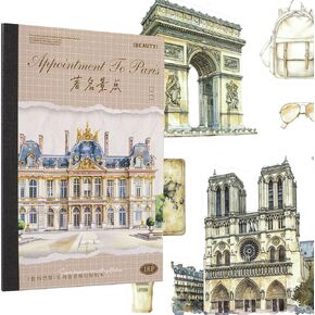 YagCu Journaling Stickers, Paris Series Scrapbook Sticker, Houses Junk Journal Supplies, Pre-Cut Aesthetic Scrapbooking for Adults, Decorative Arts Craft Collage