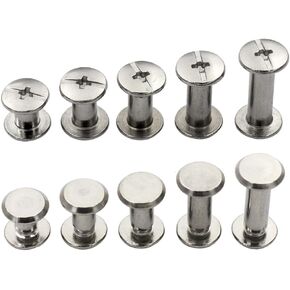 DGOL 80 Pairs 304 Stainless Steel Leather Rivets Binding Chicago Screws Mix 5 Sizes Belt Snap Fastener