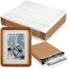 Tenceur 40 Pack Shipping Boxes for Picture Frames 8x10, Include 20 Cardboard Box 20 Bubble Pouch, Flat Corrugated Cardboard Box for Small Business Book Picture Shipping Boxes Moving Packaging Supplies