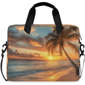Ocean Sea Beach Palm Tree 15.6 Inch Laptop Bag Briefcase for Business, Water-Resistant Computer Bag Fits 14-16 Inch Notebook for Men Women, Office Travel Work Backpack