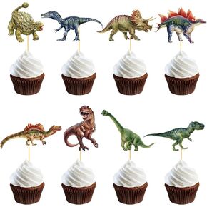 40 Pcs Dinosaur Cupcake Toppers Dinosaur Cupcake Picks Dino Cake Decorations Realistic Dinosaurs Cake Topper for Dinosaurs Theme Boys Kids Birthday Party Decorations