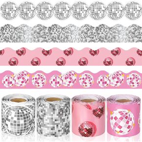 Aodaer 4 Rolls 131.2 Ft Rainbow Bulletin Board Borders Colorful Rainbow Dot Stripe Scalloped Rolled Board Trims 4 Styles Classroom Bulletin Borders Decorations for School Blackboard Office Wall Decor