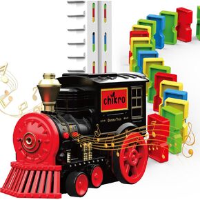 Domino Train Toys Games for Kids - Automated Dominoes-Placing Model Train with 120PCS Blocks Learning Patience & Logic Through Play for Toddlers Age 3-4 Montessori Toys for 3-4 Year Old boy