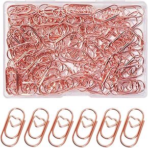 100 Pack Love Heart Shaped Paper Clips, Mini Paperclips Papers, 0.8inch Small Paper Clips for Office School Home Desk Organizers (Gold)