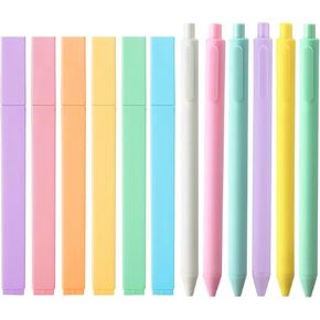 Aesthetic Highlighters and Gel Pens, 12pcs Morandi Bible Highlighter No Bleed, Color Ink Gel Pens, Bible Study Supplies, School Supplies