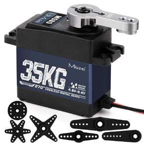 35kg High Torque RC Servo, Miuzei Coreless Servo Motor Metal Gear Digital Stainless Steel Gear Waterproof for Arduino 1/8 1/10 RC Crawler Car Robotic DIY 270 Degree (1)