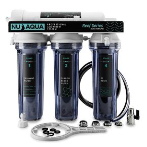 NU Aqua 4 Stage Reef Series Deionization RODI Reverse Osmosis System - RO Water Filter System 100 GPD Aquarium Filtration with Faucet and Tank - 120-Day Trial