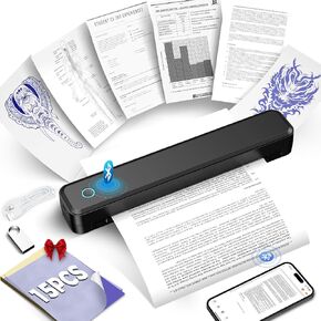 Portable Printer Wireless for Travel, Bluetooth Thermal Small Printer for Home, High Resolution, Compatible with iOS, Android, Windows and macOS, Support 8.5x11 US Letters and A4 Size (Black)