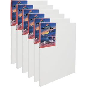 Paramount Canvas for Painting - Pack of 6, 6x6 White Canvases- 11/16" 100% Cotton Stretched Canvas, Triple-Primed for All Media, Medium Tooth, Back-Stapled, 12oz Primed Weight, Wood Stretcher Bars