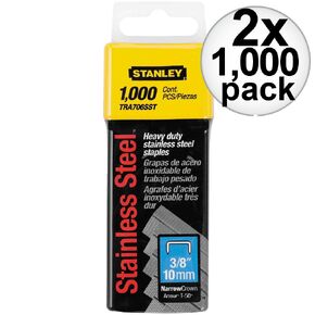 Stanley 3/8 in. L Stainless Steel Narrow Crown Heavy Duty Staples 20 Ga. 1000 pk