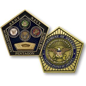 Pentagon Military Challenge Coin – Commemorative Department of Defense Collector Gift for Army, Navy, Air Force, Marine Corps, and Space Force – Patriotic US Military Challenge Coins