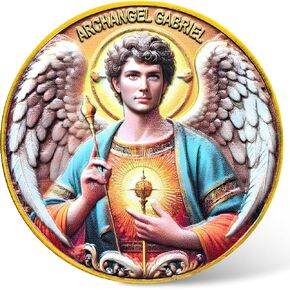 Archangel Gabriel Challenge Coin with Prayer | Inspirational Religious Angel Coin for Protection and Blessing | 1.57 Inch Spiritual Gift ﻿ ﻿ ﻿