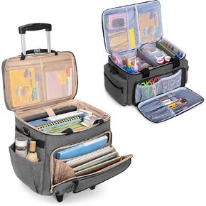 LUXJA Rolling Teacher Bag with Large Craft Bag