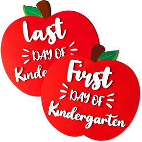 CJiangpo First and Last Day of School Board - Double Sided Back to School Sign, Apple Shape Reversible 1st Day of Preschool Kindergarten Chalkboard Photo Props Supplies for Kids