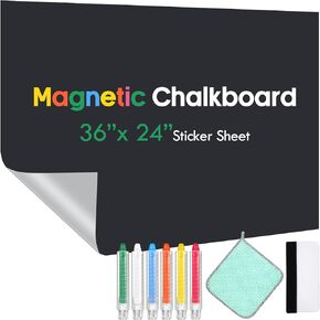 Magnetic Chalkboard Wallpaper Peel and Stick 16 x 12 Inch Self Adhesive Contact Paper Blackboard Wall with Chalks Dishcloth Scraper for Office School Classrooms Home