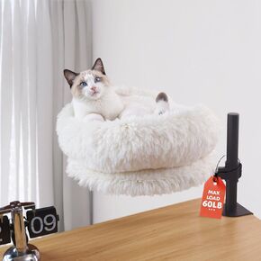 Desk Cat Bed with Adjustable Clamp, Holds up to 60 lbs, Elevated Cat Lounger for Desk with Adjustable Mount, Space-Saving Table Perch, Easy Install, Breathable Fabric – Elevated Pet Sleeping Mat