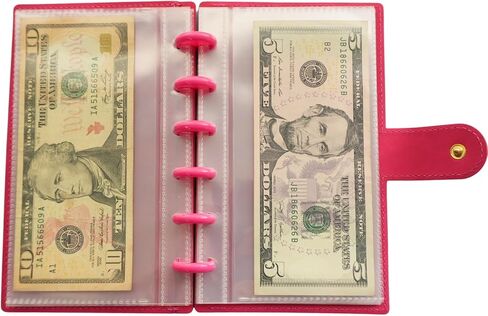 20 Clear PP Pockets Discbound Currency Collection Album, Inner 6.42 x 3.11 Inches, Handmade PU Leather Cover with Button Closure, Protective Case for Banknotes/Stamps/Dollars (Black) in Kuwait