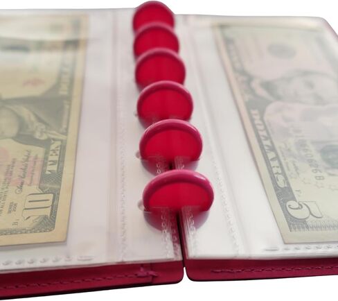 20 Clear PP Pockets Discbound Currency Collection Album, Inner 6.42 x 3.11 Inches, Handmade PU Leather Cover with Button Closure, Protective Case for Banknotes/Stamps/Dollars (Black) in Kuwait