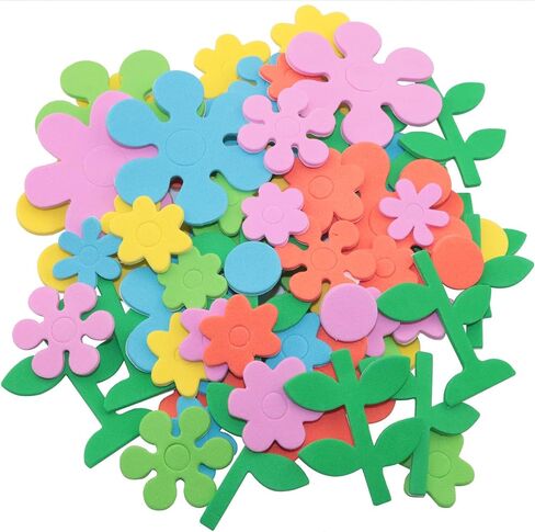 140PCS 2 Packs with Adhesive Backing EVA Foam Patches Handmade DIY Sponge Foam Paper Flowers Leaves Small Stickers DIY Sponge Paper Patches in Saudi Arabia