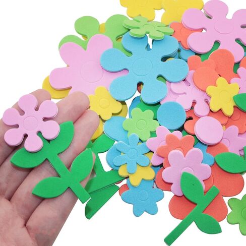 140PCS 2 Packs with Adhesive Backing EVA Foam Patches Handmade DIY Sponge Foam Paper Flowers Leaves Small Stickers DIY Sponge Paper Patches in Saudi Arabia