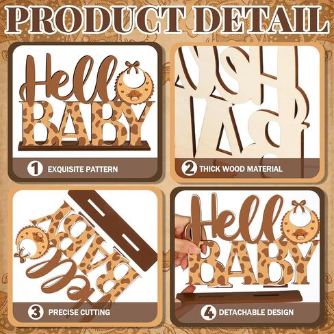 6 Pcs Cowboy Baby Shower Decorations Wooden Western Centerpieces for Tables with Base Little Cowboy Decorations Wild Western Party Decoration Table Topper Supplies for Rodeo Birthday Party in Saudi Arabia