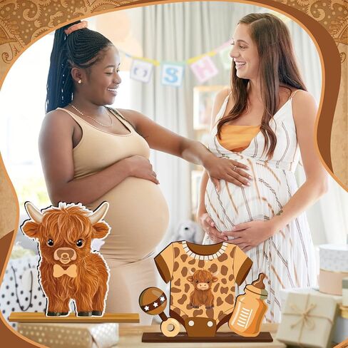 6 Pcs Cowboy Baby Shower Decorations Wooden Western Centerpieces for Tables with Base Little Cowboy Decorations Wild Western Party Decoration Table Topper Supplies for Rodeo Birthday Party in Saudi Arabia