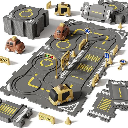 Large Puzzle Race Car Track Set for Toddlers Kids, Puzzle Tracks Car Play Set, Race Tracks Toys for Toddler Boys 3 4 5 6 Year Old Car Track Toys Birthday Gifts for Boys Age 3-5 4-6 in Saudi Arabia