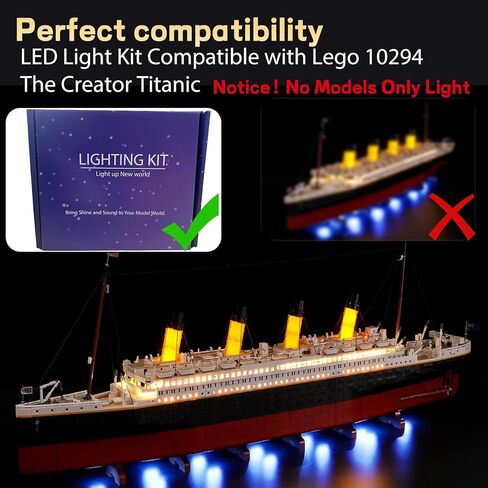 مجموعة إضاءة LED للمبدع Titanic - متوافق مع Lego 10294 ، لمجموعات Lego Creator Titanic ، غير متضمنة مجموعة النماذج ، يعزز العرض ، التثبيت السهل ، هدية رائعة ، مواد آمنة in Kuwait